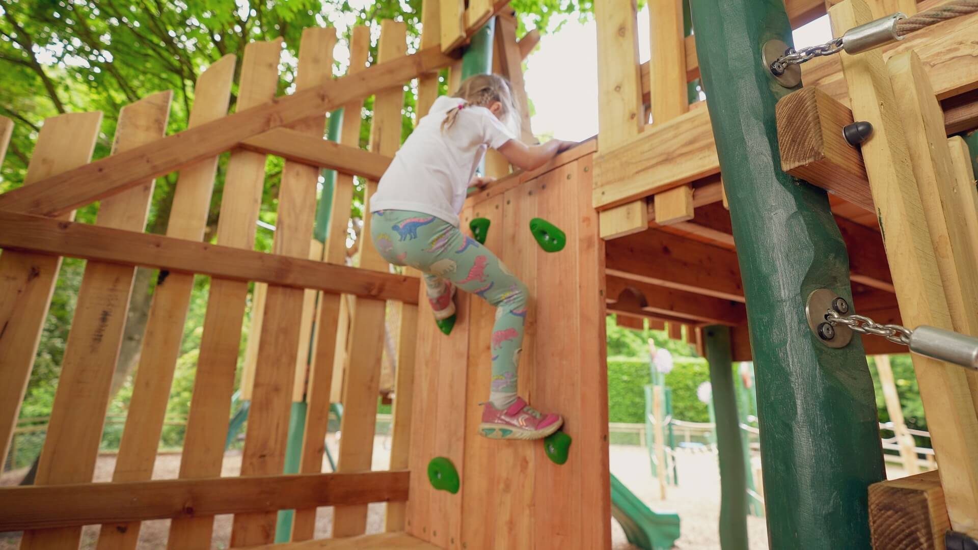 Climb into the play area at at Joshis Jungle Playground at Howletts Wild Animal Park by CAP.CO Creating Adventurous Places