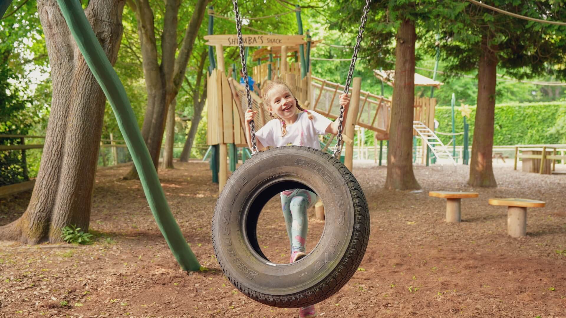 Recycled tyre play at Joshis Jungle Playground at Howletts Wild Animal Park by CAP.CO Creating Adventurous Places