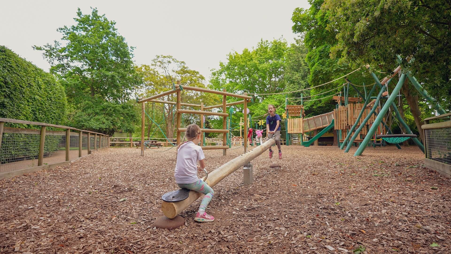 There's a seesaw too at Joshis Jungle Playground at Howletts Wild Animal Park by CAP.CO Creating Adventurous Places