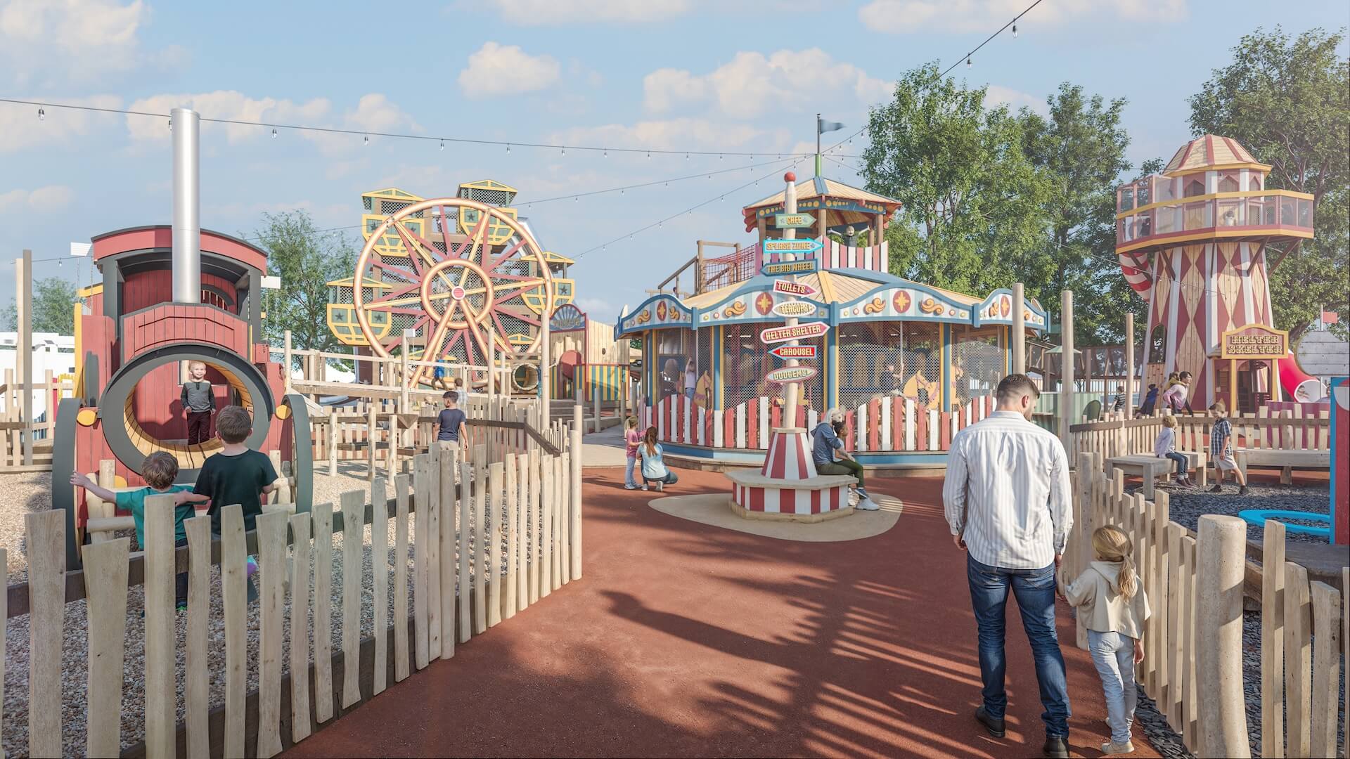 CGI of the entrance to the Adventure Play Fair at Thursford designed and built by CAP.CO