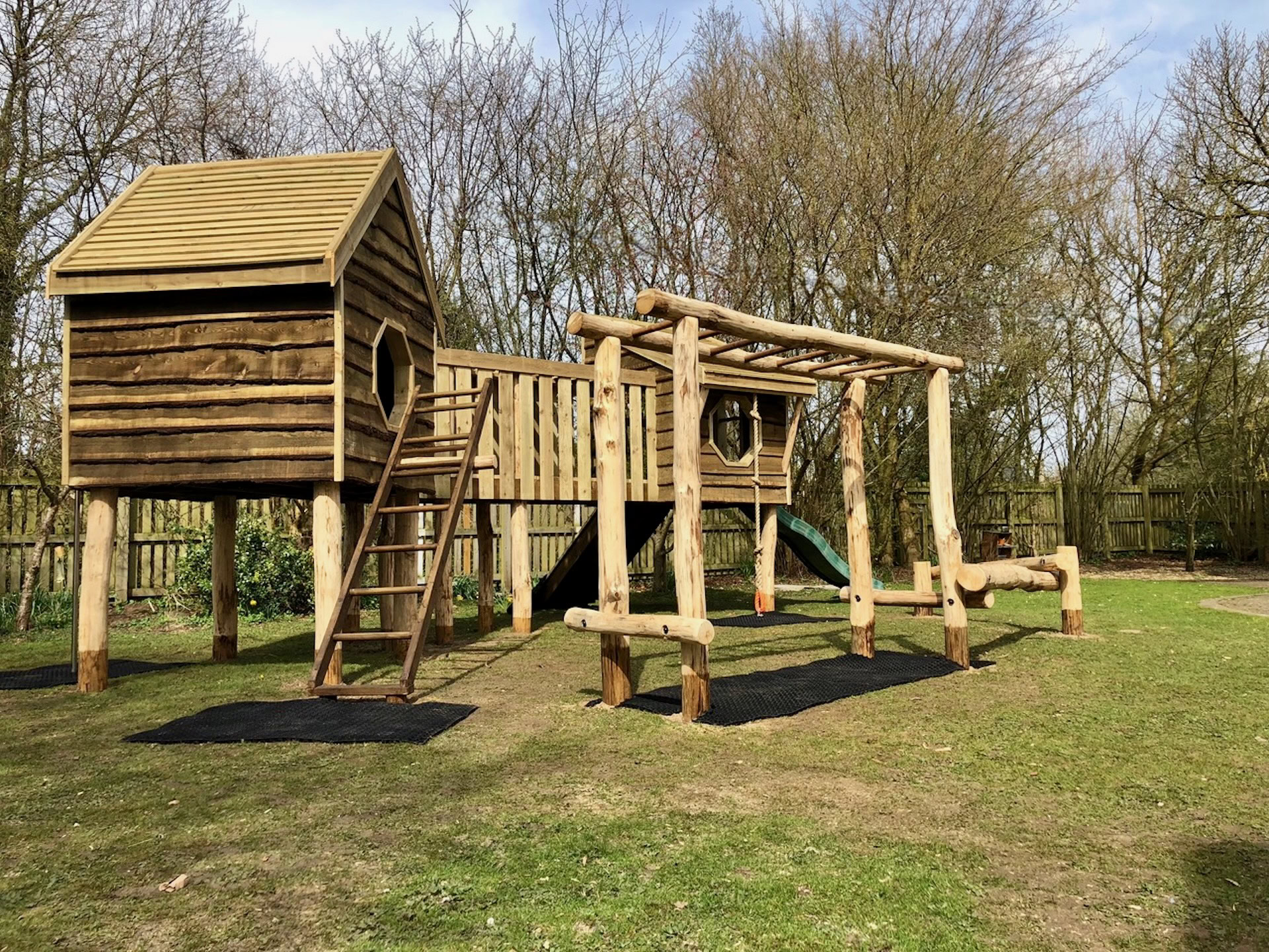 The completed birdbox style play in Pegasus garden at the Mulberry Bush School