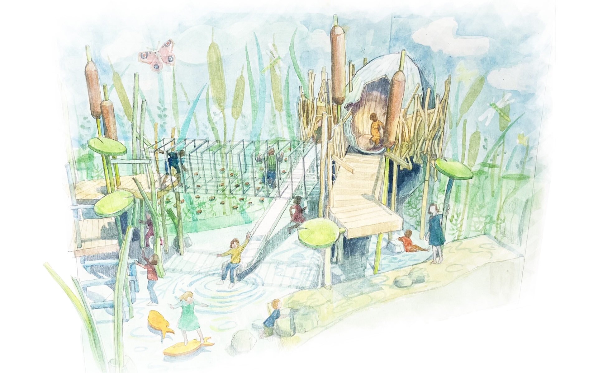 Center Parcs Sherwood Forest Dozing Duck Adventure Play by CAP.CO initial Alex Egan illustration