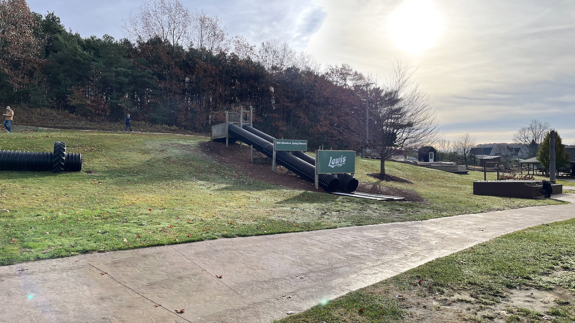 The existing black slides at Haystack Hills at Lewis Adventure Farm in New Era Michigan by CAP.CO