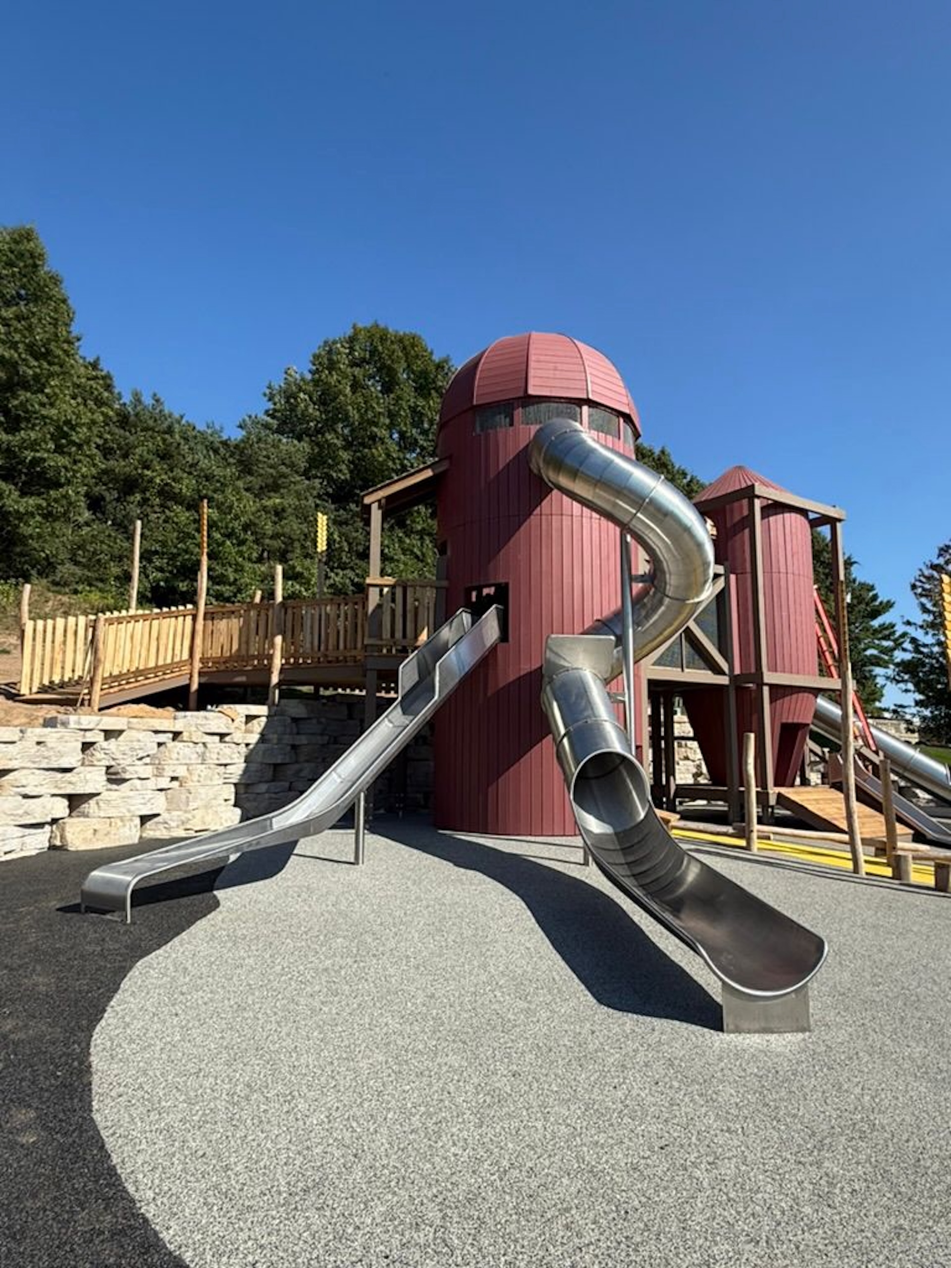 Two mega slides at Haystack Hills at Lewis Adventure Farm in New Era Michigan by CAP.CO