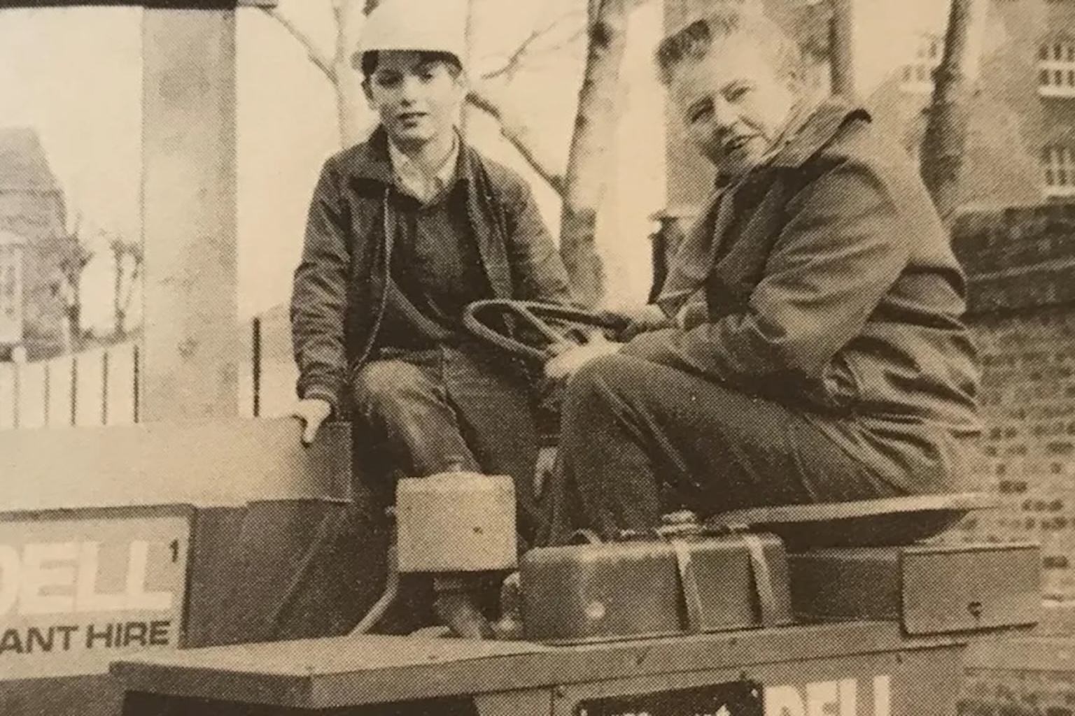 Marjorie Allen on a digger back in the UK