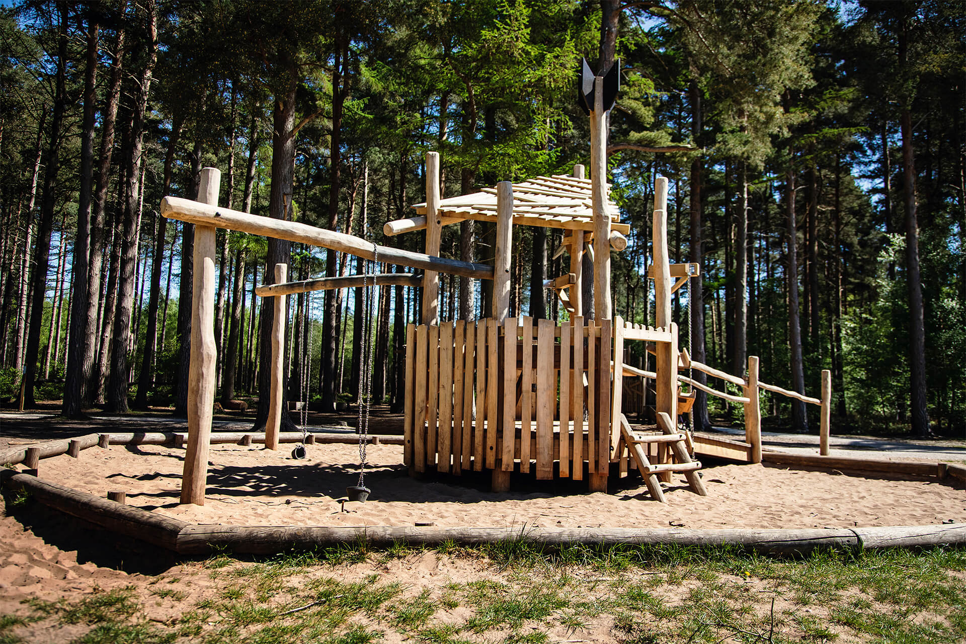 Adventure playground at Forestry England Sherwood Pines built by CAP.CO bespoke natural design photography by Kev Foster