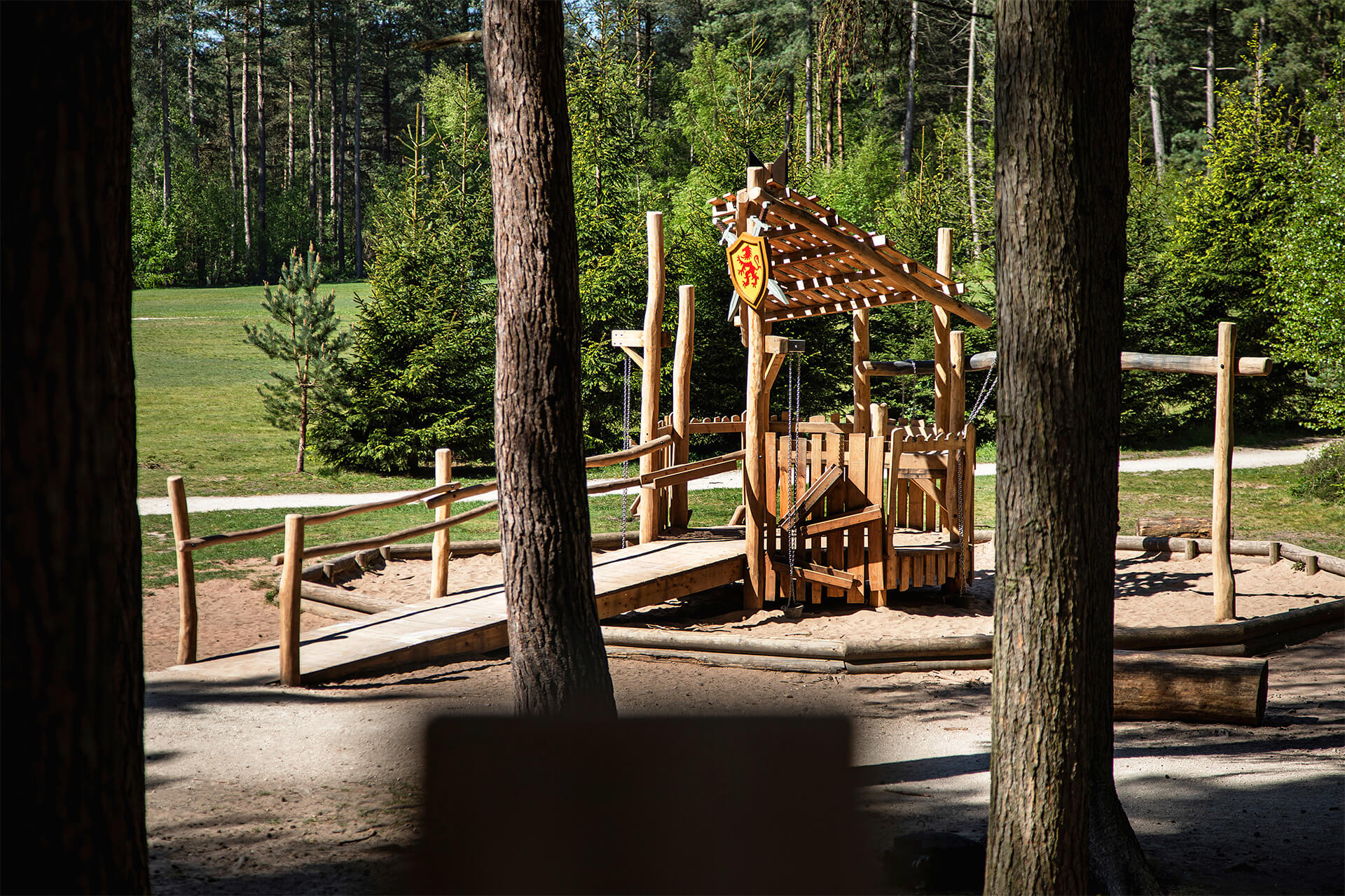 Built by CAP.CO sustainable adventure playground at Forestry England Sherwood Pines photography by Kev Foster