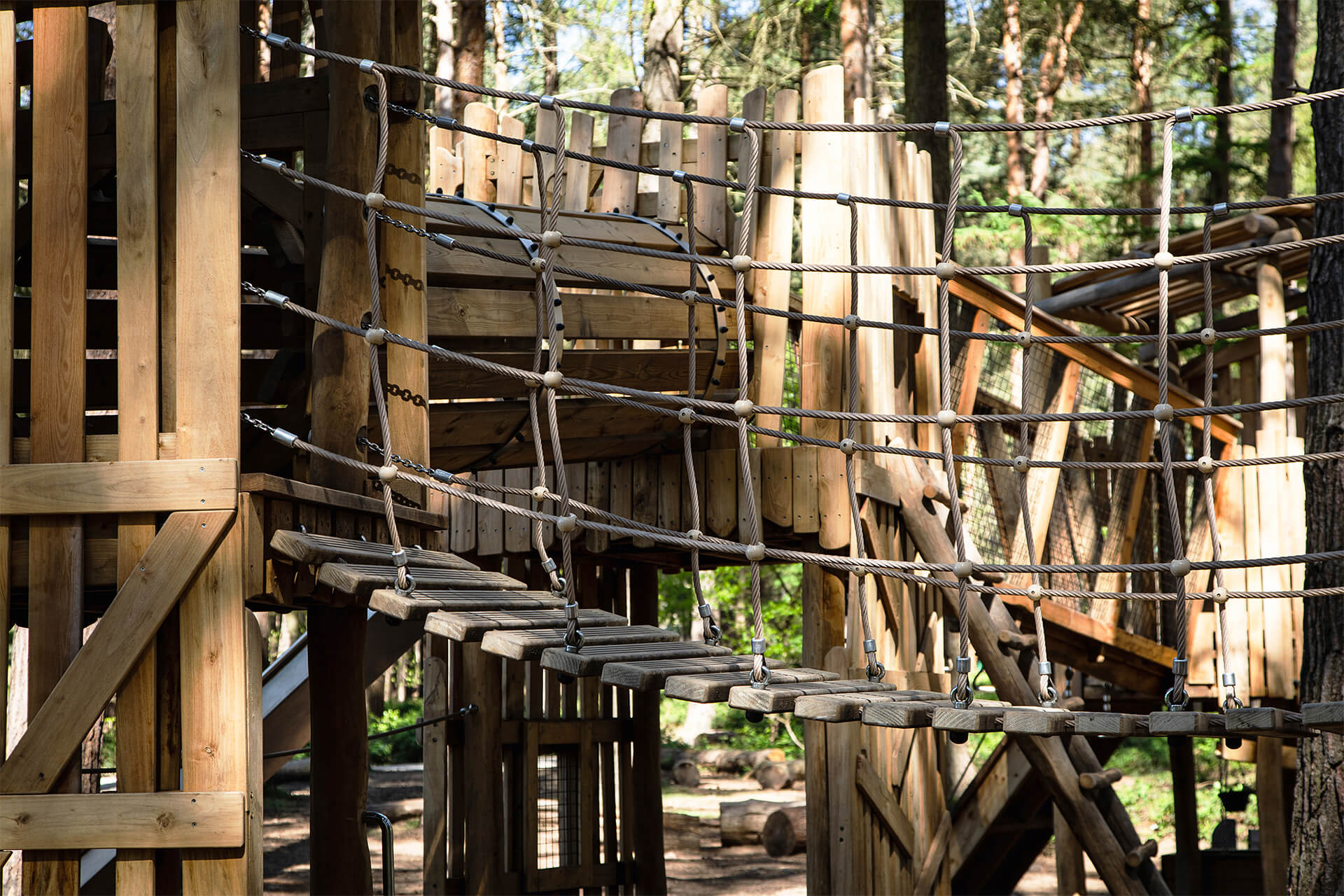 Photography by Kev Foster of CAP.CO built sustainable adventure playground Forestry England Sherwood Pines