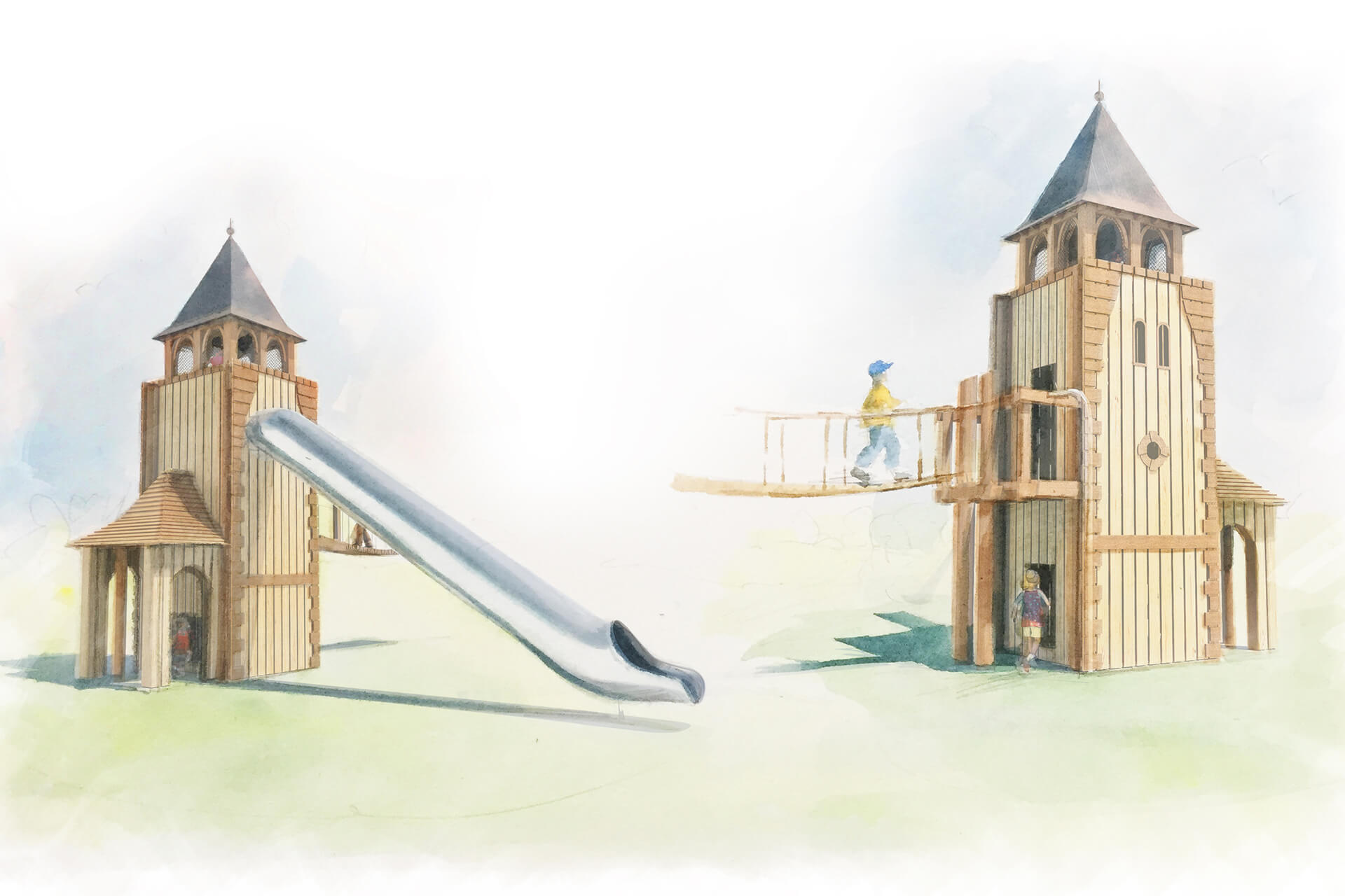 CAP.CO adventure playground concept design for the Great Field Playground at Poundbury