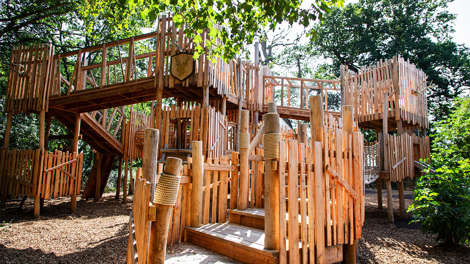 Atlas the Stag's Elderglade, the largest climbing structure at Guildenacre by CAP.CO, photography by Kev Foster