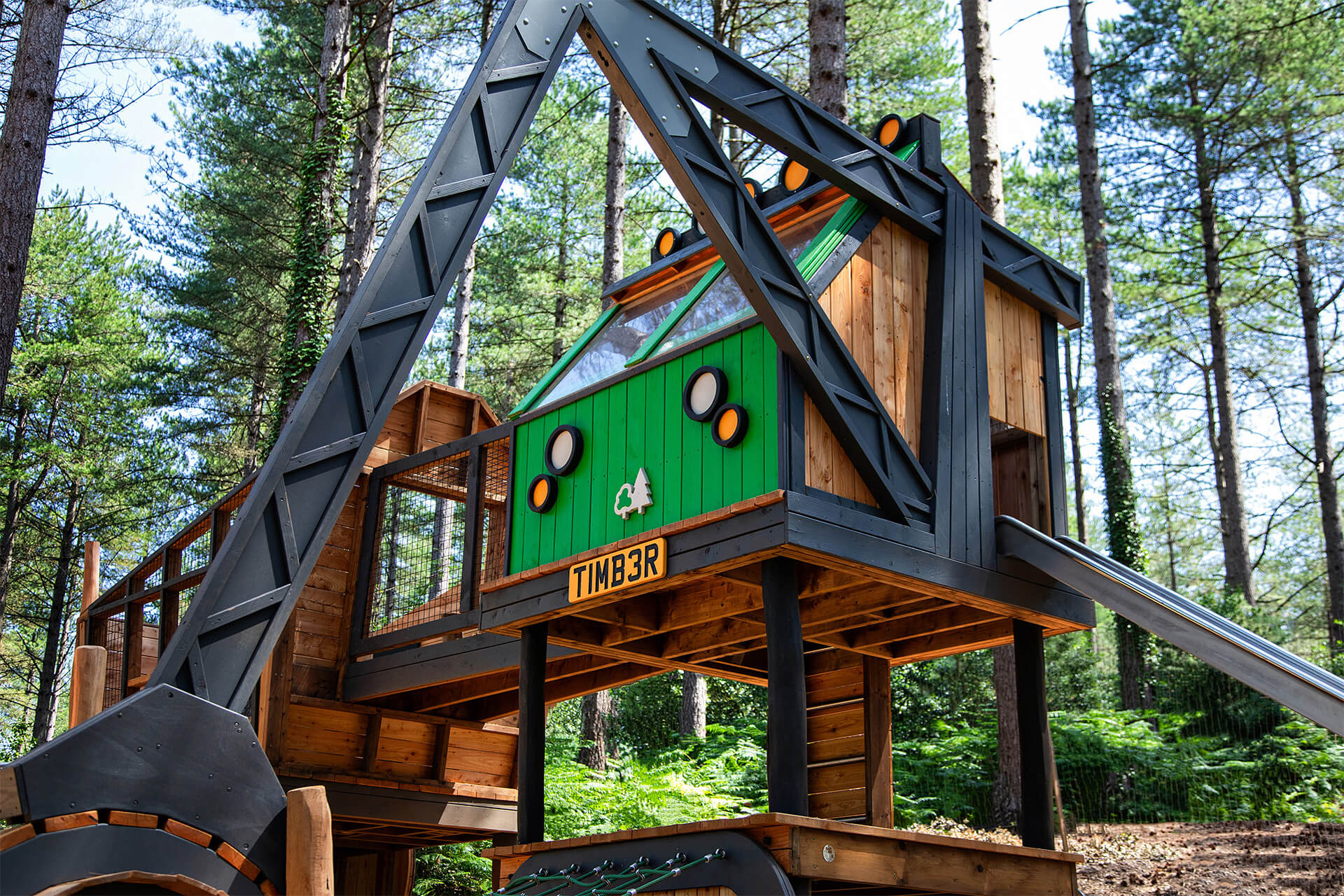 CAP.CO’s Timber! adventure playground surrounded by woodland at Moors Valley