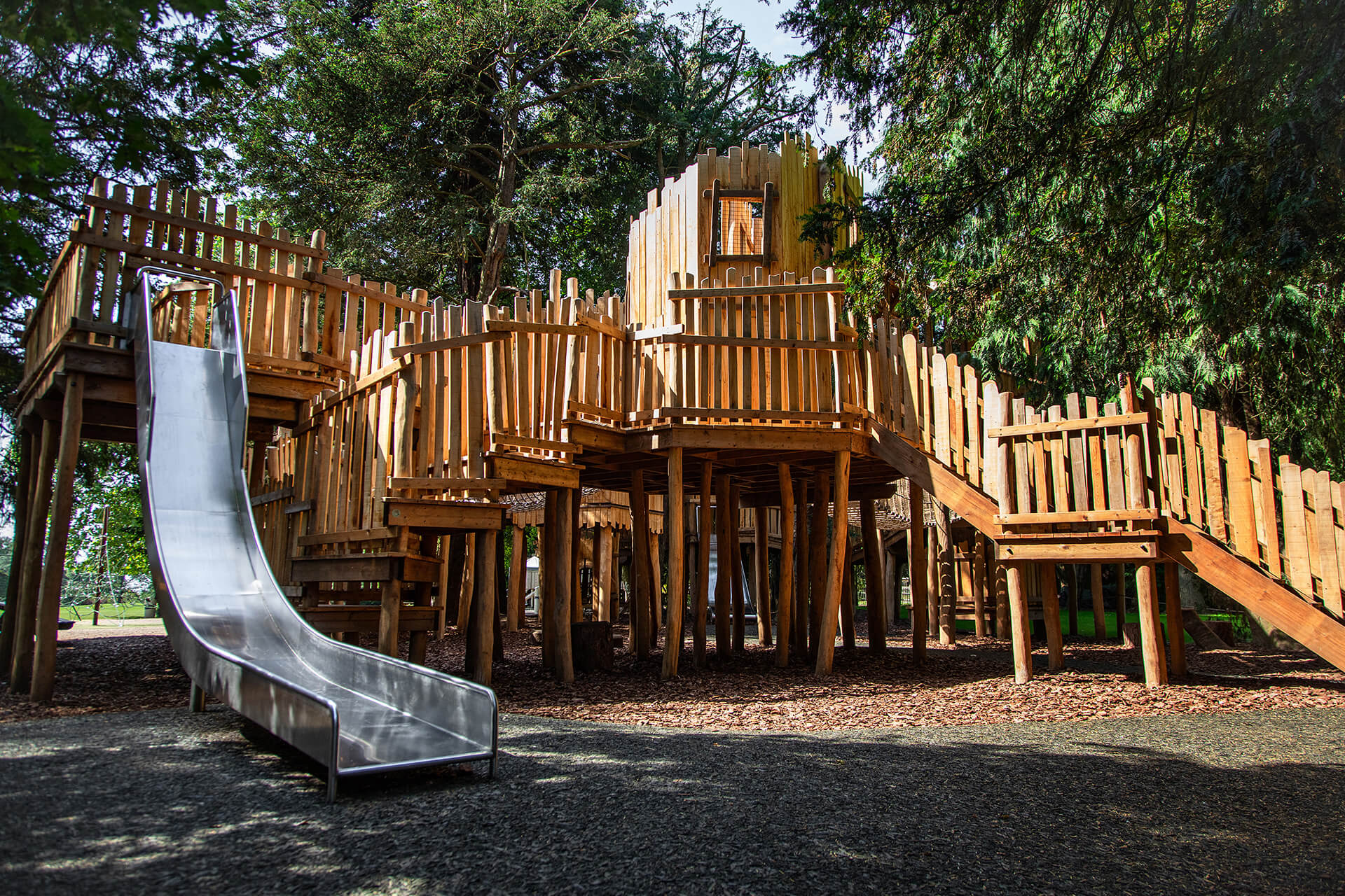 The Sky Maze adventure playground at Cotswold Wildlife Park, designed and built by CAP.CO, photography by Kev Foster