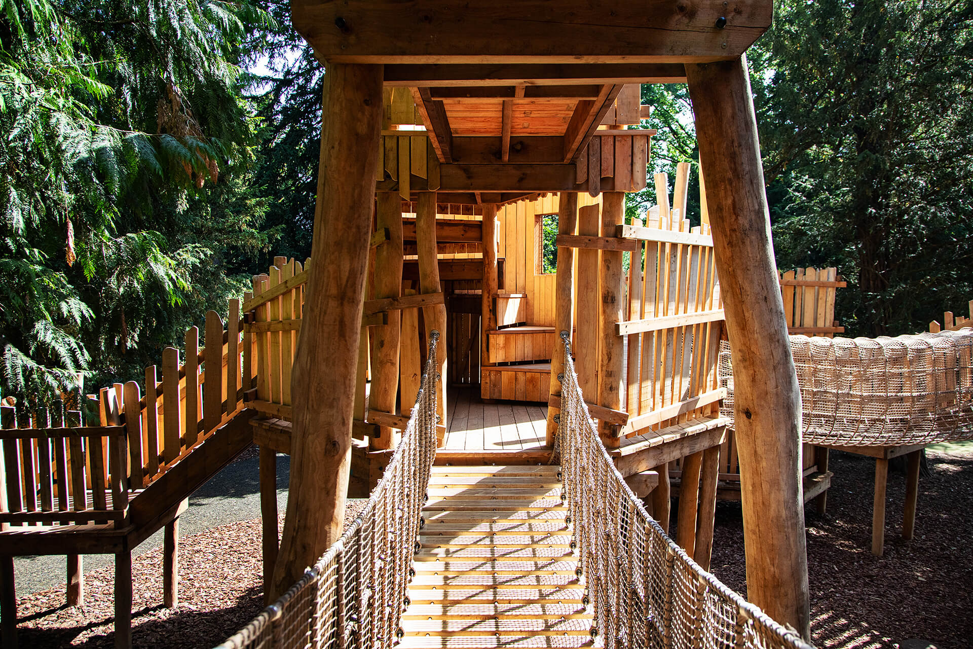 The Sky Maze adventure playground at Cotswold Wildlife Park, designed and built by CAP.CO to be used by all ages, photography by Kev Foster