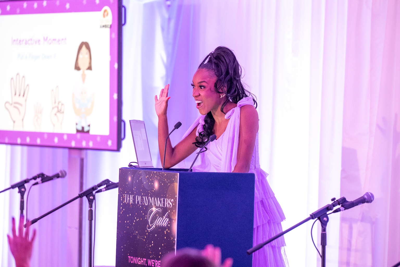 Amber Ogunsanya-William speaking at the event
