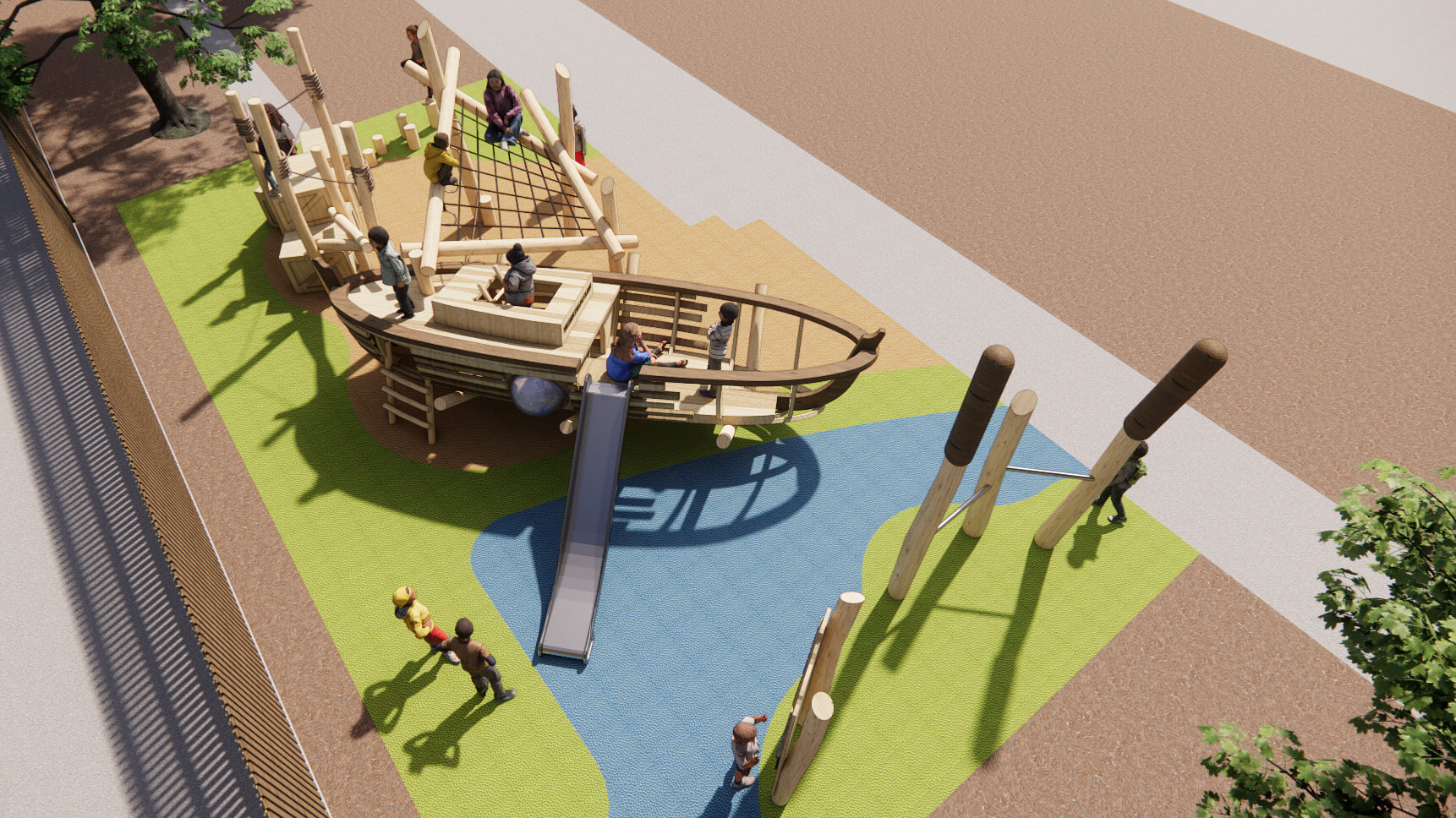 Wherry boat bespoke playground at Town Close designed by CAP.CO playground